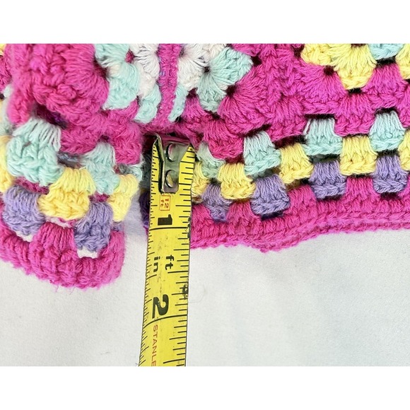 Design History Crochet Shorts Women's L Pink Granny Square Lined Festival Boho - Picture 10 of 11
